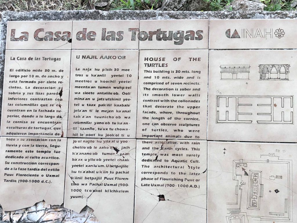 Official INAH plaque for House of the Turtles at Uxmal