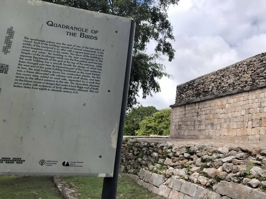 Official INAH plaque quadrangle of the birds uxmal adept expeditions