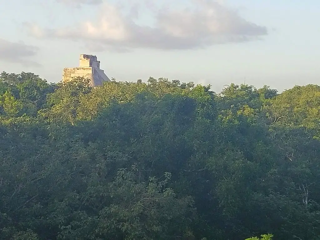 view of pyramid of the magician from house of the old woman uxmal