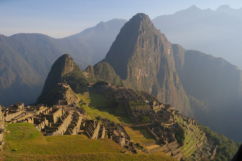 Mysterious Machu Picchu at sunrise, the lost city of the Incas in Peru. 