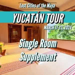 lost cities of the maya yucatan tour single room supplement option button showing a double bedroom at uxmal hacienda