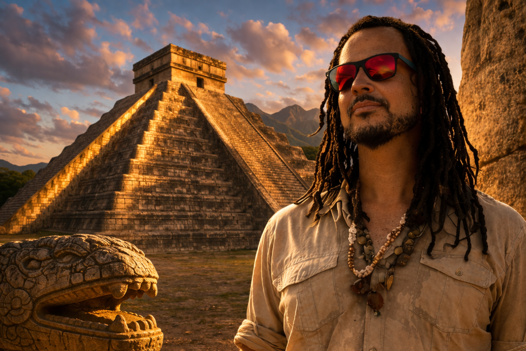 Kukulkan Pyramid during equinox with Anyextee